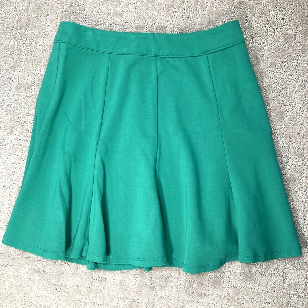 Jade Green Knit  Panel Pleat Size X Small Womens Skirt with Zipper